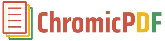 ChromicPDF logo, the text in red, yellow, and green