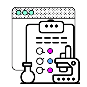 Browser window with a laboratory setup in front.