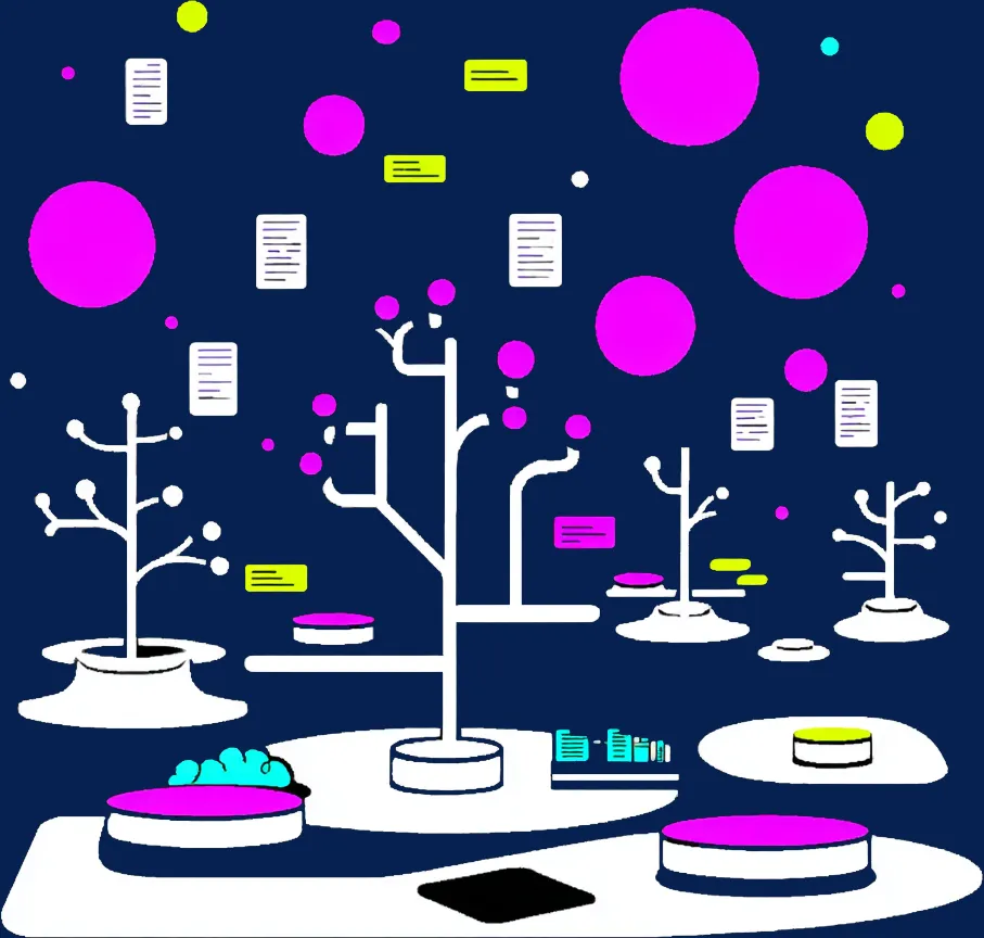 Abstract painting of a tree shaped network